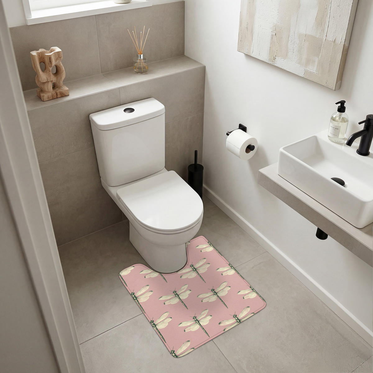 WC-VORLEGER Lillibells - Muster - Rosa Toilettenvorleger 55x60 cm - Rosa, Kunststoff/Textil (55/1cm) - OnlyWow