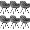 ARMLEHNSTUHL 6er Set drehbar Samt Lucia 58 x 58 x 87 cm, anthrazit - Anthrazit, Kunststoff (58/87/58cm) - tectake