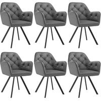 ARMLEHNSTUHL 6er Set drehbar Samt Lucia 58 x 58 x 87 cm, anthrazit - Anthrazit, Kunststoff (58/87/58cm) - tectake