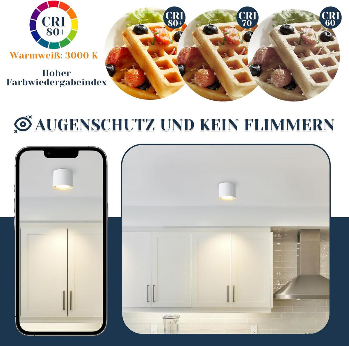 DECKENSTRAHLER Lichtmar 10/8/10 cm - Schwarz, Metall (10/10/8cm) - ZMH