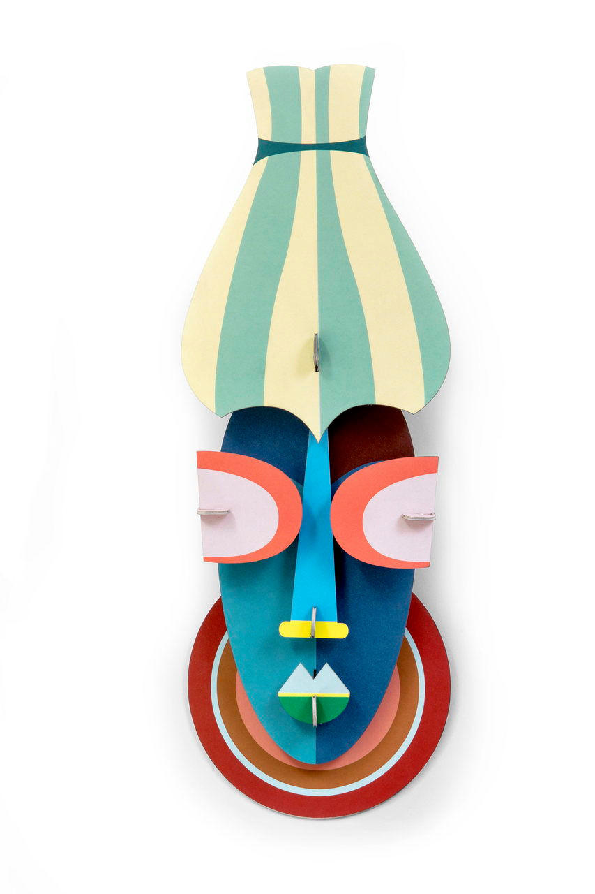 WANDDEKO Manhattan-Maske 19/7 cm - Blau/Pink, Wellpappe (19/7/50cm) - KUNSTLOFT