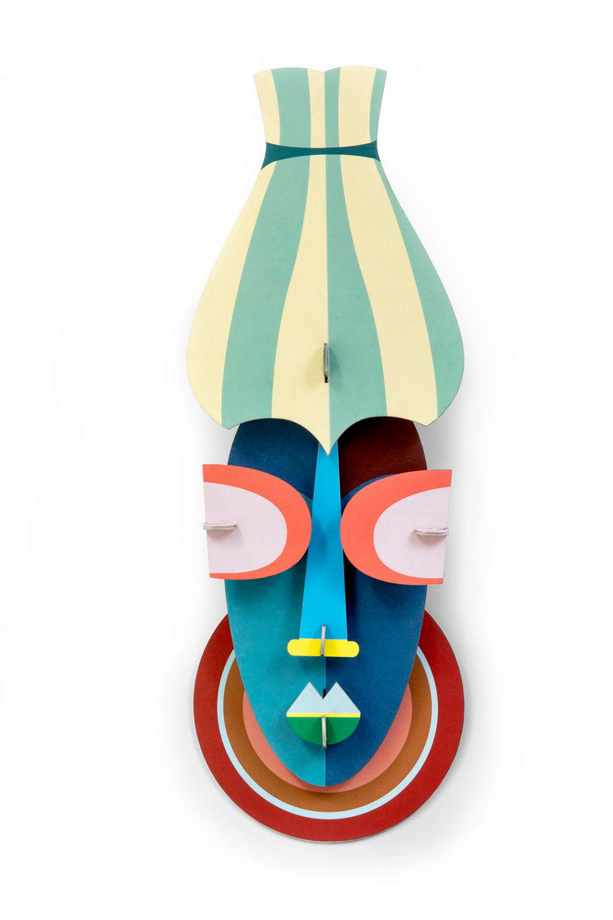 WANDDEKO Manhattan-Maske 19/7 cm - Blau/Pink, Wellpappe (19/7/50cm) - KUNSTLOFT