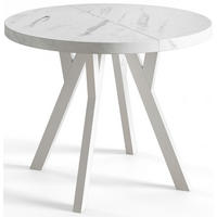 ESSZIMMERTISCH OVO, ausziehbarer Tisch 80 cm bis 130 cm, Farbe: MARMUR, mit Holzbeinen in Farbe Weiß - Hellgrau/Weiß, Holzwerkstoff (80/80/77cm) - Alpi-Möbel