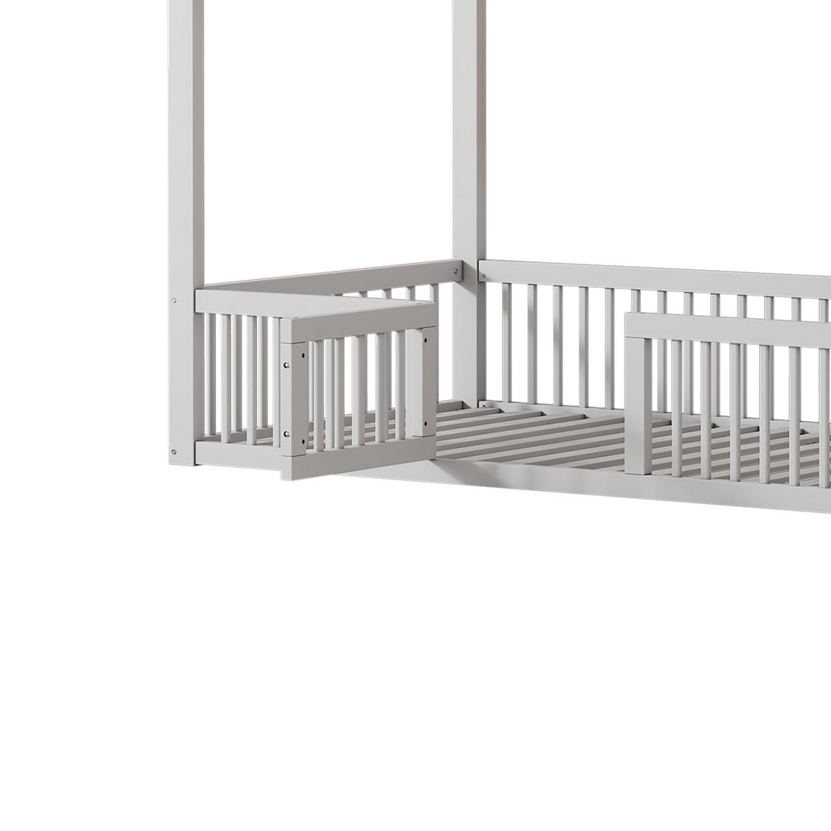 HAUSBETT 90/200 cm DE-04247, mit Türchen und Sicherheitsgitter, in Weiß - Weiß, Holz/Holzwerkstoff (90/200cm) - ComfortXL