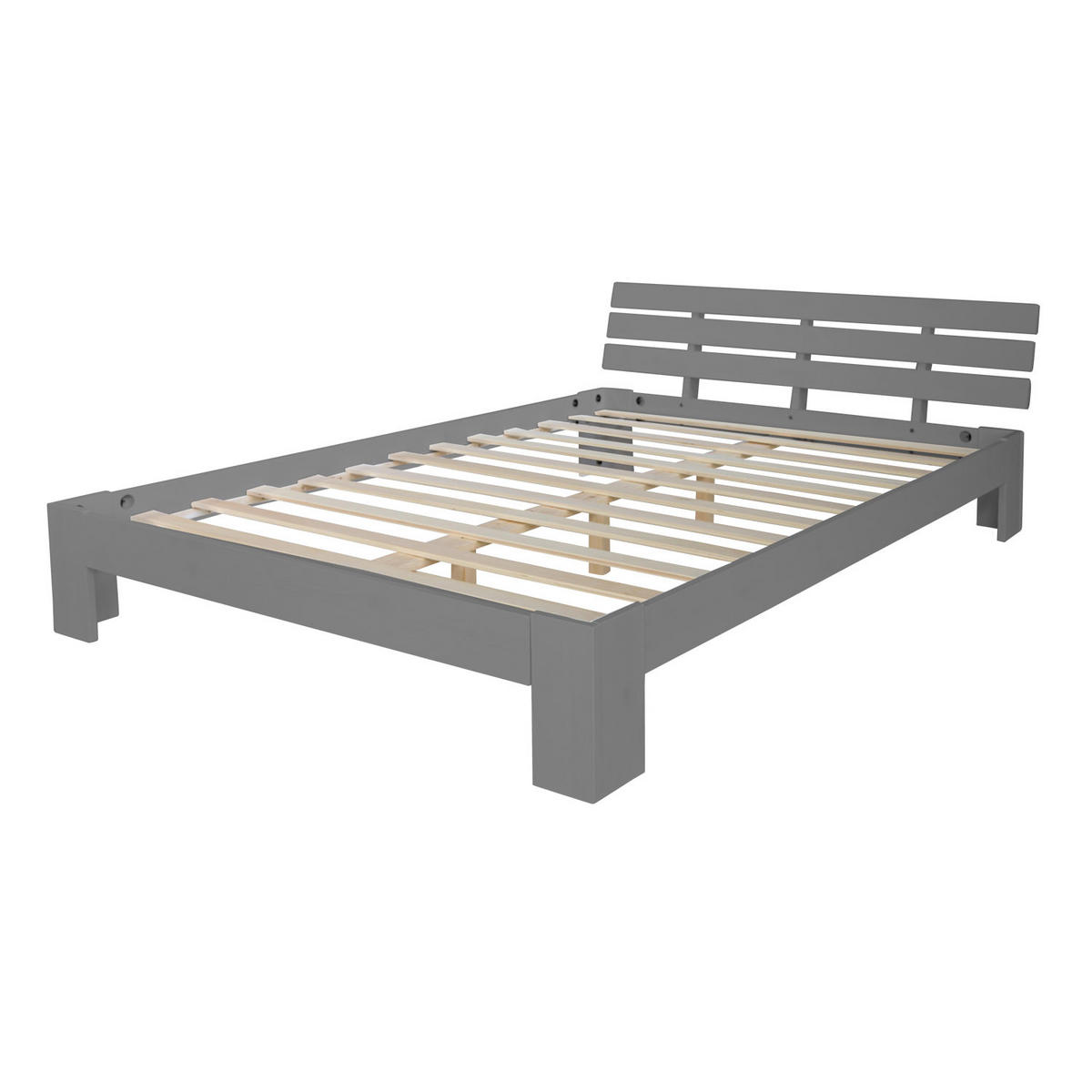HOLZBETT 180/200 cm mit Lattenrost grau - Grau, Holz (180/200cm) - Homestyle4u