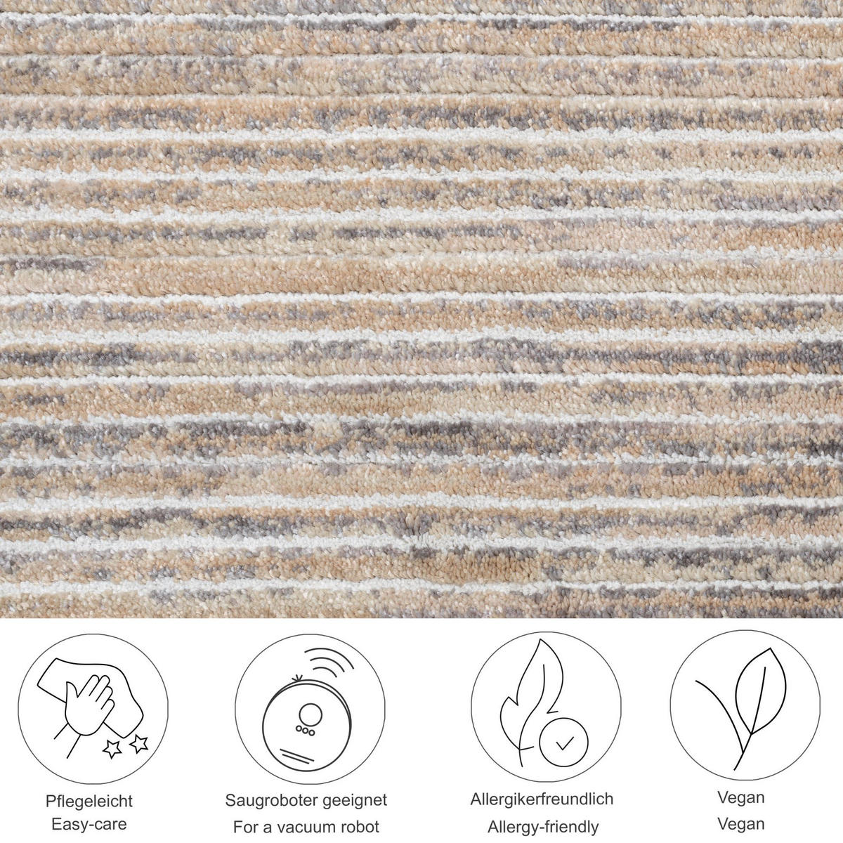 FLACHWEBETEPPICH Corduletta 80x150 cm - Beige, Textil (80/150cm) - Gino Falcone