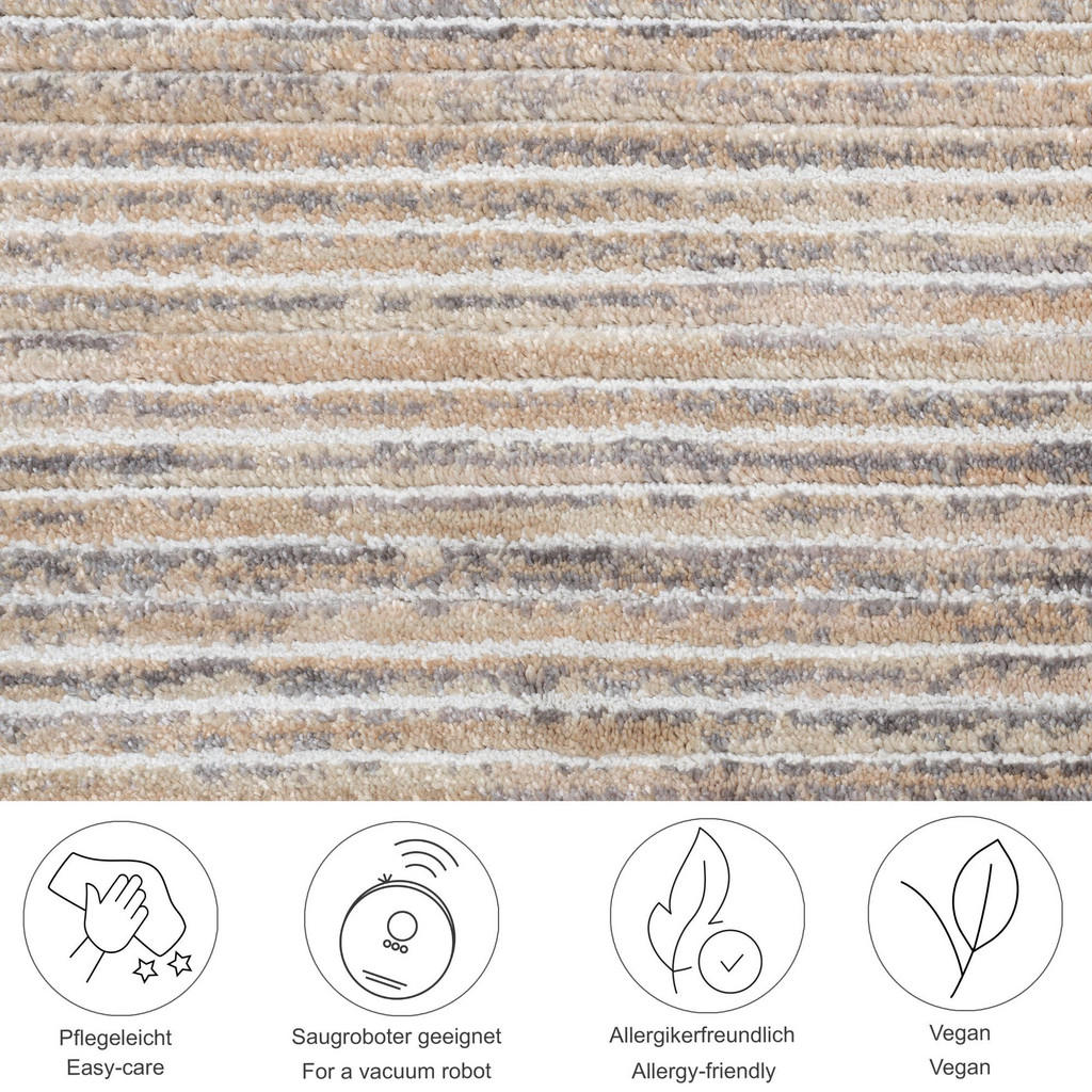 Thumbnail - Gino Falcone Flachwebeteppich, Beige, Textil, Uni, Rechteckig, 160x230 cm, Oeko-Tex®, für Fußbodenheizung geeignet, in v...