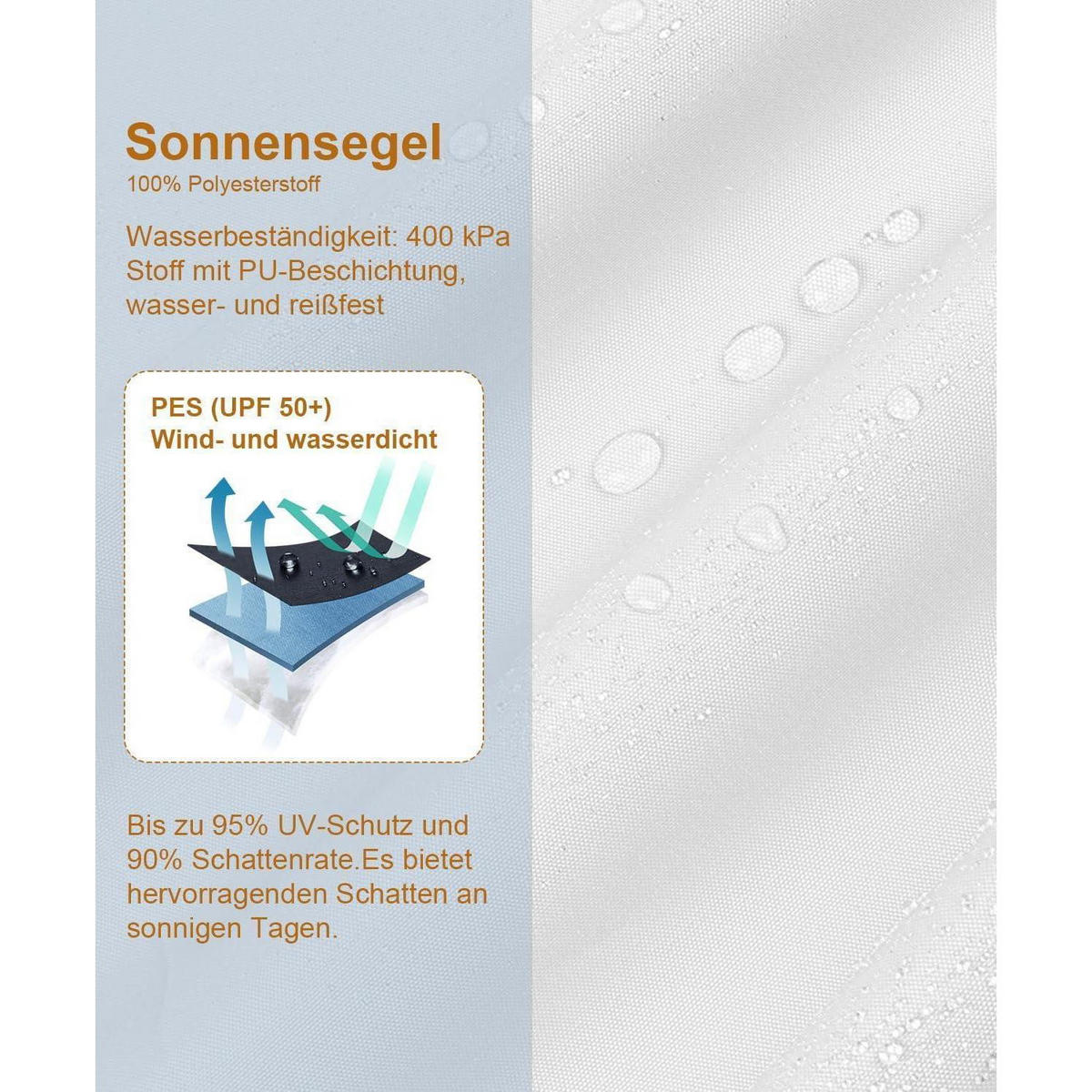 SONNENSEGEL Dreieckig 300 x 300 x 425 cm Wasserdicht Weiß - Weiß, Textil (20/35cm)
