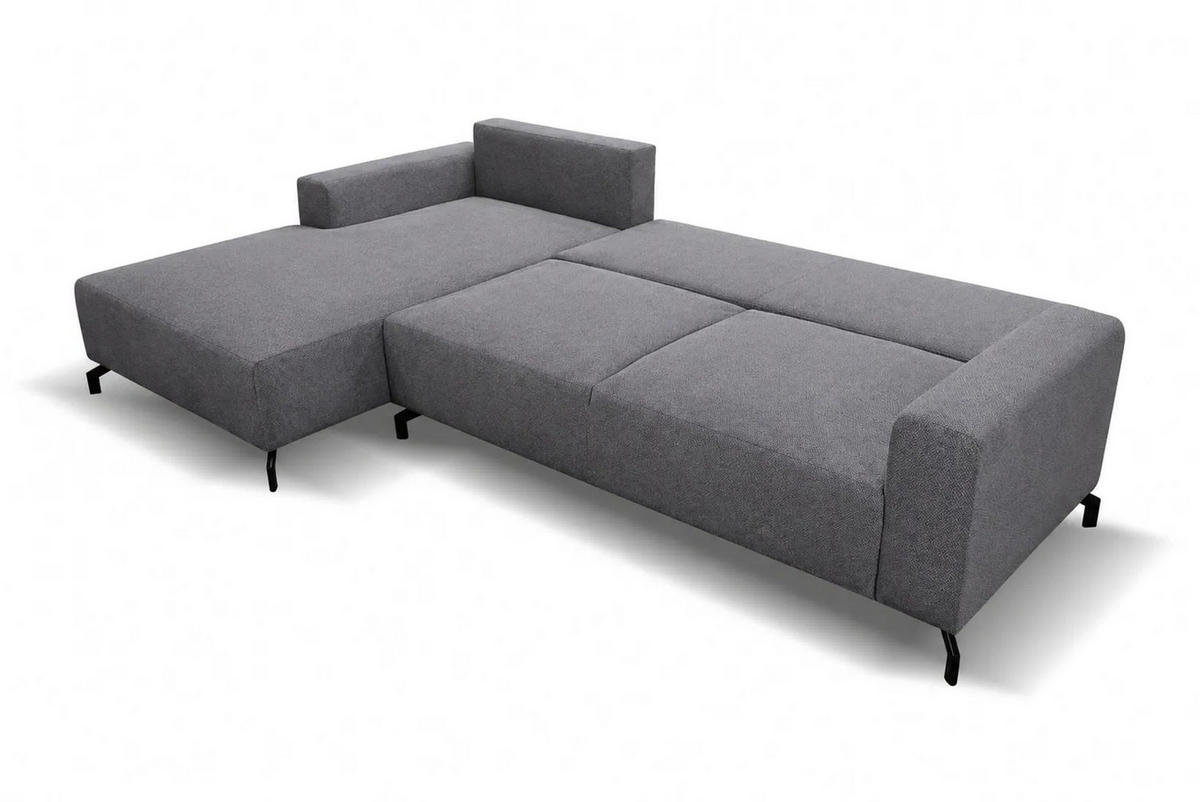 ECKSOFA mit Schlaffunktion Aspen, Hellgrau Velourstoff, Ottomane Links - Grau, Textil (187/312cm) - VENASI MÖBEL