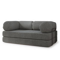 POHOVKA z pěny EIREN s kovovým rámem Buklé látka Šedá - šedá, textil (170/68/80cm) - MASSENO
