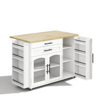 KÜCHENINSEL 120/45-70/90 cm aus MDF mit klappbarem Arbeitsbereich Natur/Weiß - Naturfarben, Holzwerkstoff (138/90/70cm) - Modenvie