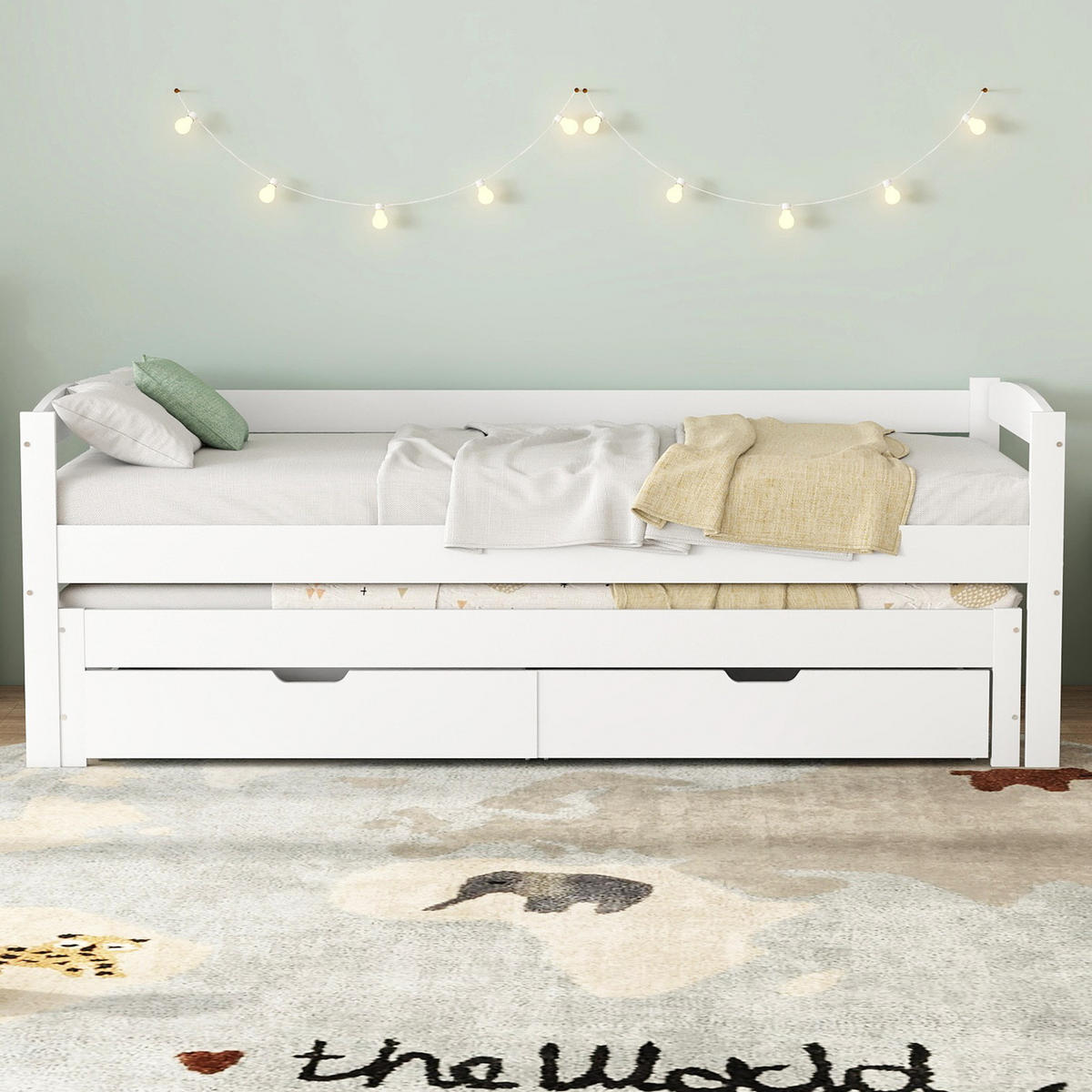 DAYBETT 90x200 cm Rollbett weiß - Weiß, Holz (90/200cm) - Fortuna Lai
