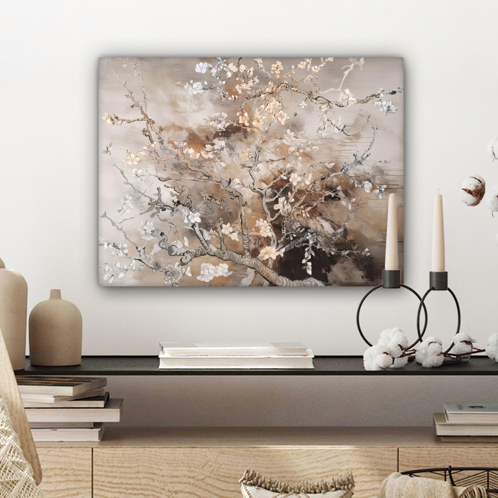 LEINWANDBILD Mandelblüte - Kunst - Van Gogh - Beige - Abstrakt 40x30 cm - Braun, Textil (40/30cm) - MuchoWow