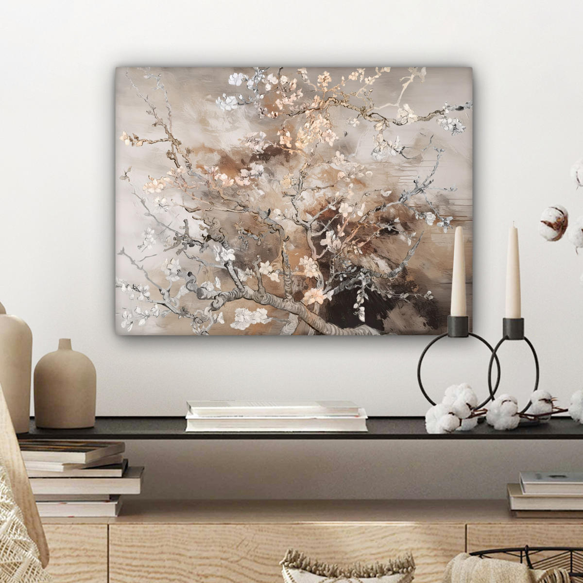 LEINWANDBILD Mandelblüte - Kunst - Van Gogh - Beige - Abstrakt 40x30 cm - Braun, Textil (40/30cm) - MuchoWow