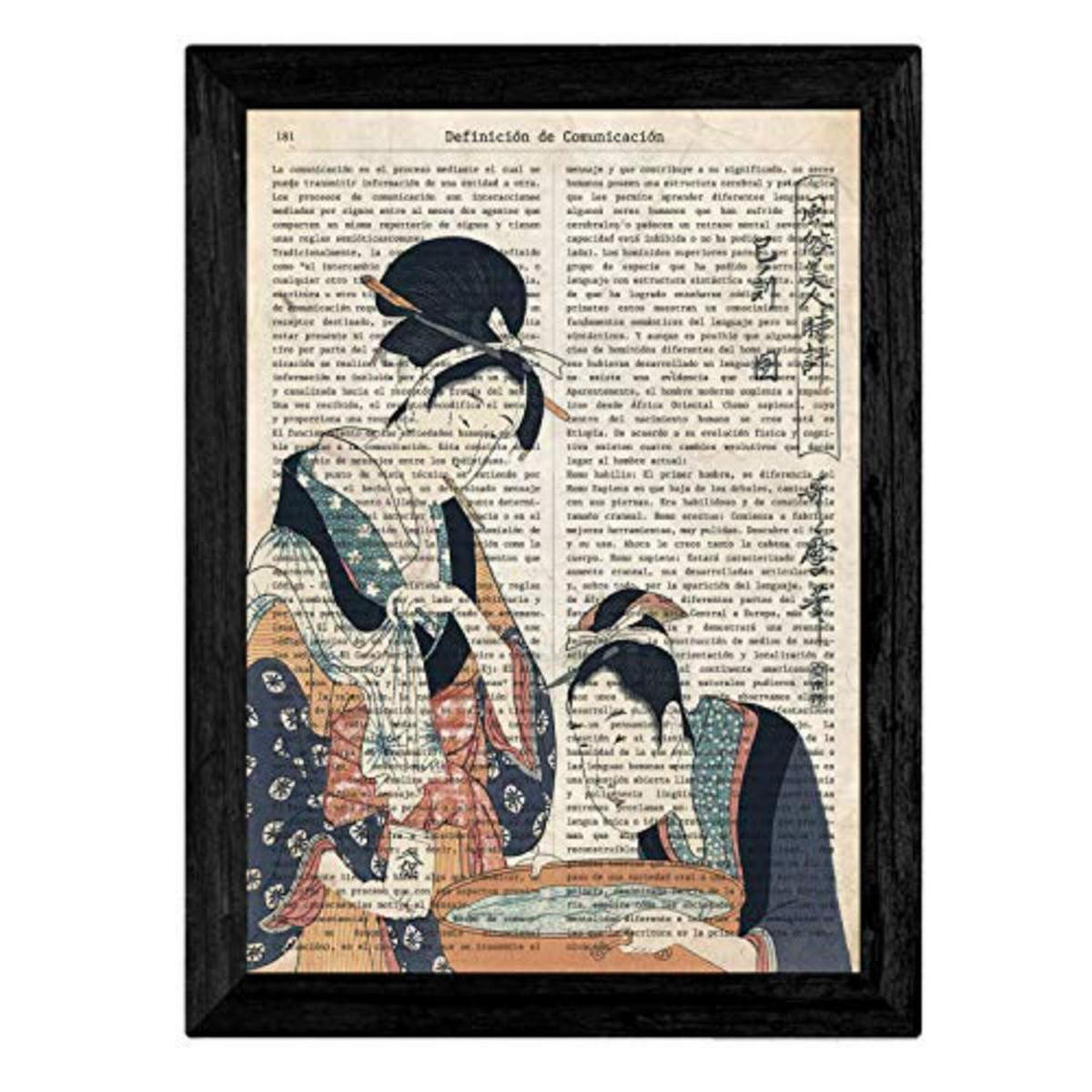 POSTER Set mit 4 japanische Sprache, Kommunikation, Emotionen und Freiheit A4 Schwarzer Rahmen - Schwarz, Papier (29.7/3cm) - Nacnic