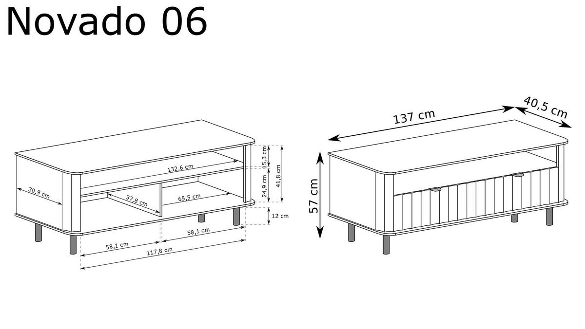 TV-LOWBOARD NOVADO-6 Alpinweiß - Weiß, Holzwerkstoff (137/57/40.5cm)