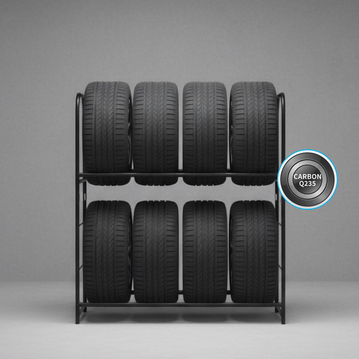 REIFENREGAL - Schwarz, Metall (107/117/46cm) - Relaxdays