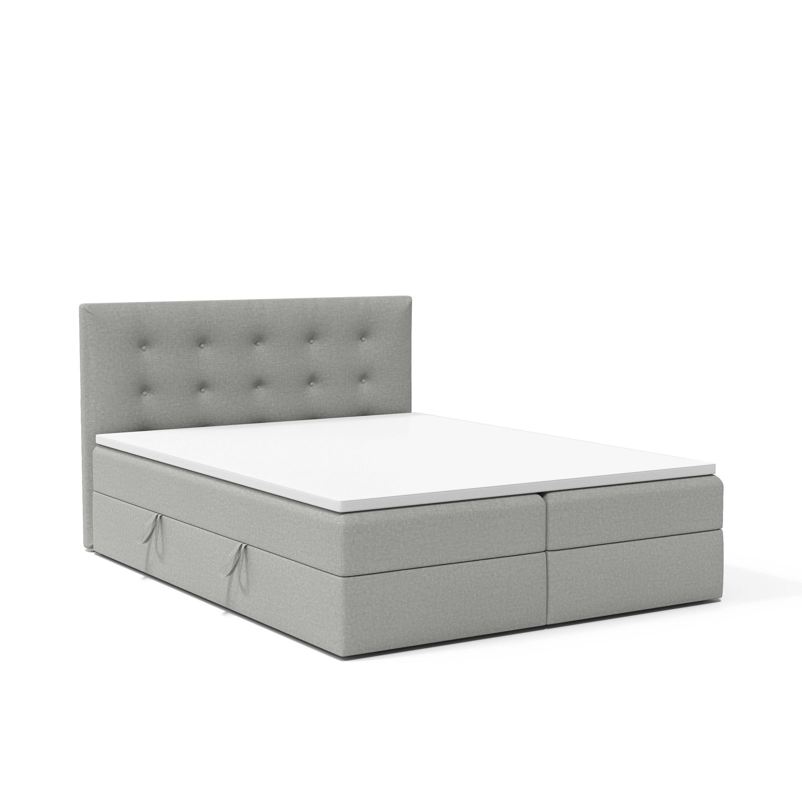 BOXBETT Doppelbett Bett Bastiano Grau 160x200 cm - Grau, Naturmaterialien (160/200cm) - Meblito