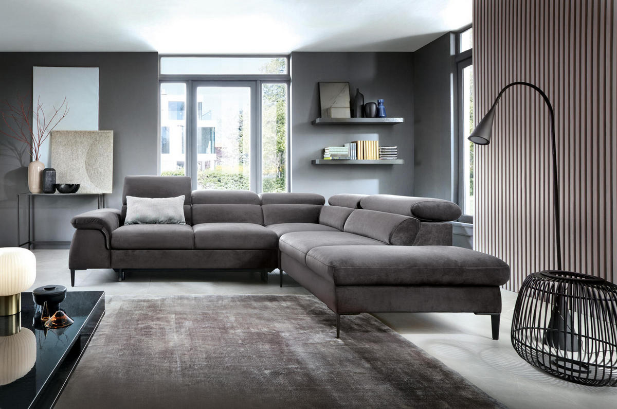 ECKSOFA BLUES Grau 280x214x94 cm - Grau, Textil (280/214cm) - FURNLUX