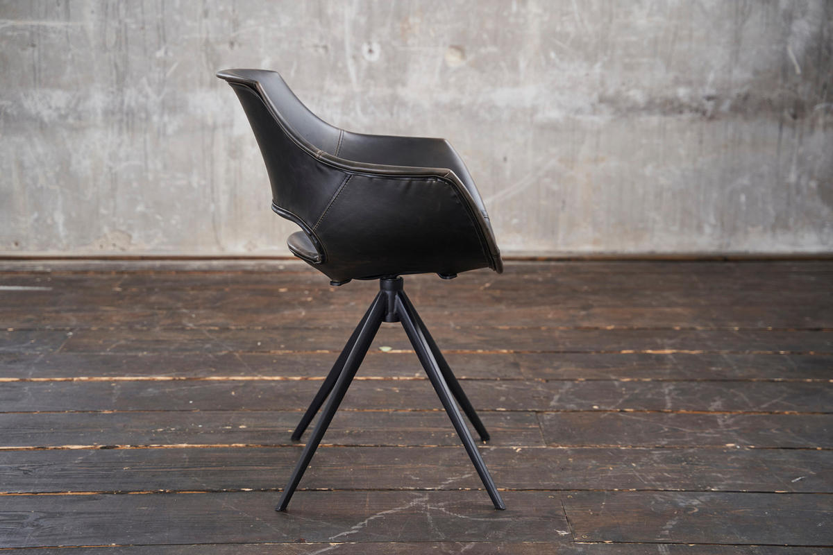 DREHSTUHL ZAJA Schwarz Kunstleder - Schwarz, Leder (57/85/59cm) - KAWOLA