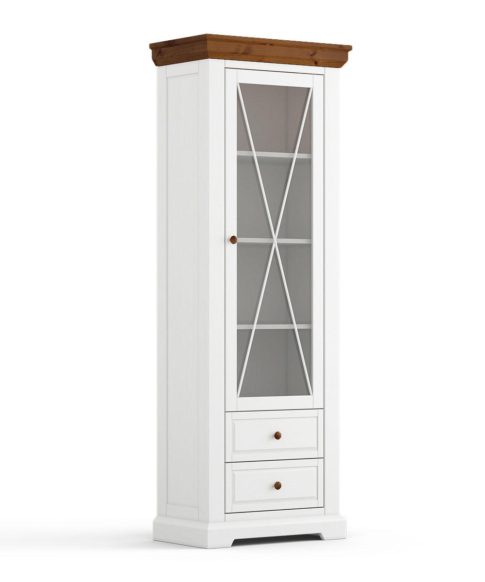 STANDVITRINE Marone Elite Weiß / Kiefer Tabak 70 / 41 / 200cm - Dunkelbraun/Weiß, Holz (70/200/41cm) - Feldmann-Wohnen