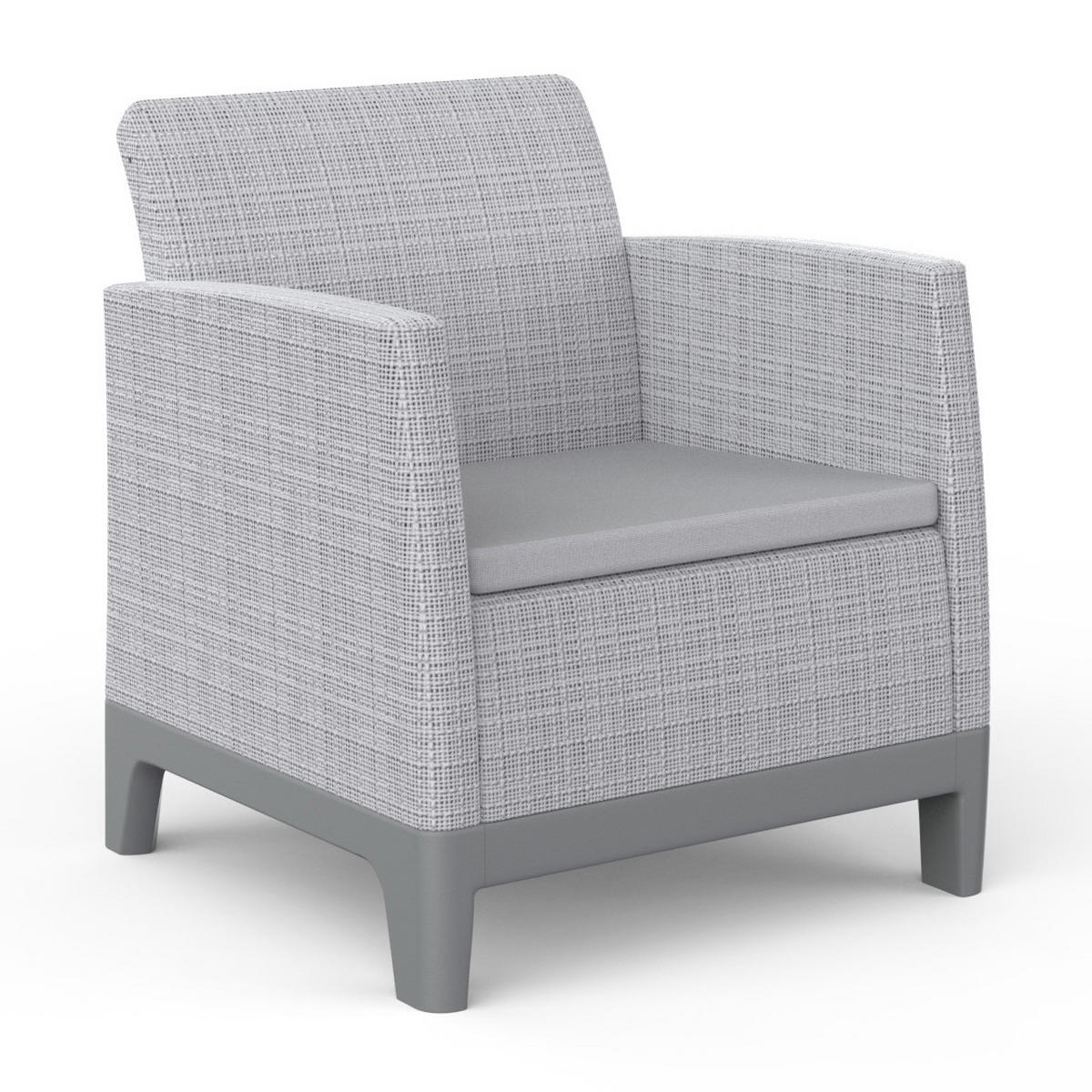 GARTENSET Norrin aus Polypropylen, 3-Sitzer-Sofa, 2 Sessel und Tisch, für 5 Personen, Grau - Grau, Kunststoff - Beautysofa