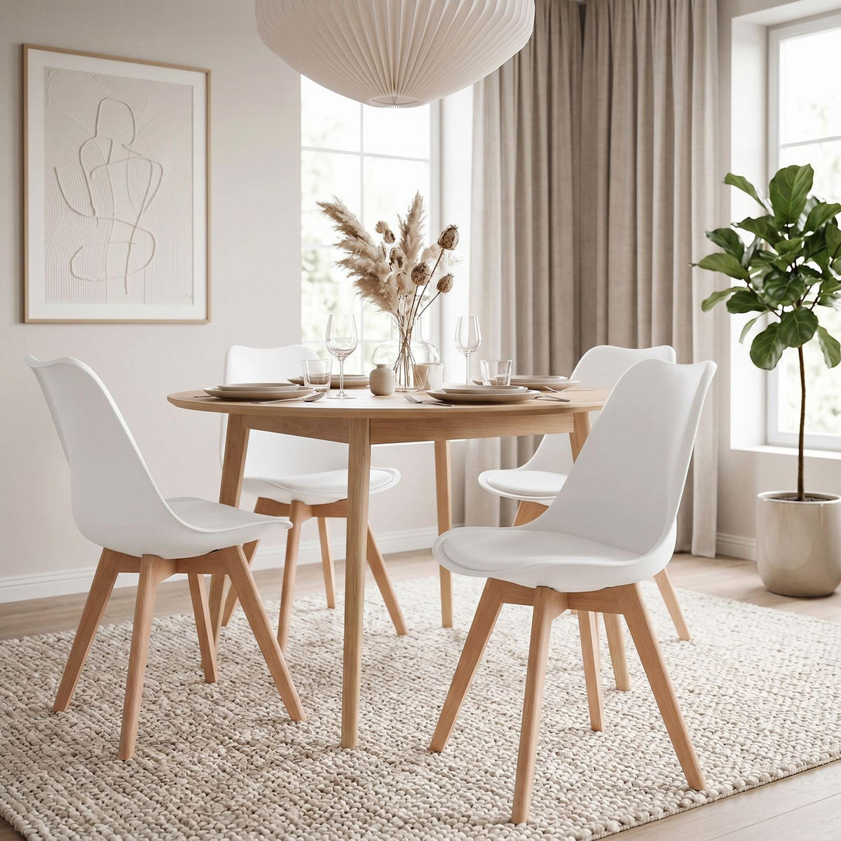 ESSZIMMERSTUHL ABBY 4ER-SET - Weiß, Holz (49/82/53cm) - IDIMEX