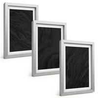 BILDER SET 3er Set - 20x30 cm Silberner Rahmen - Dunkler Marmor, elegante Texturen - Silberfarben, Kunststoff (20/30cm) - TULUP