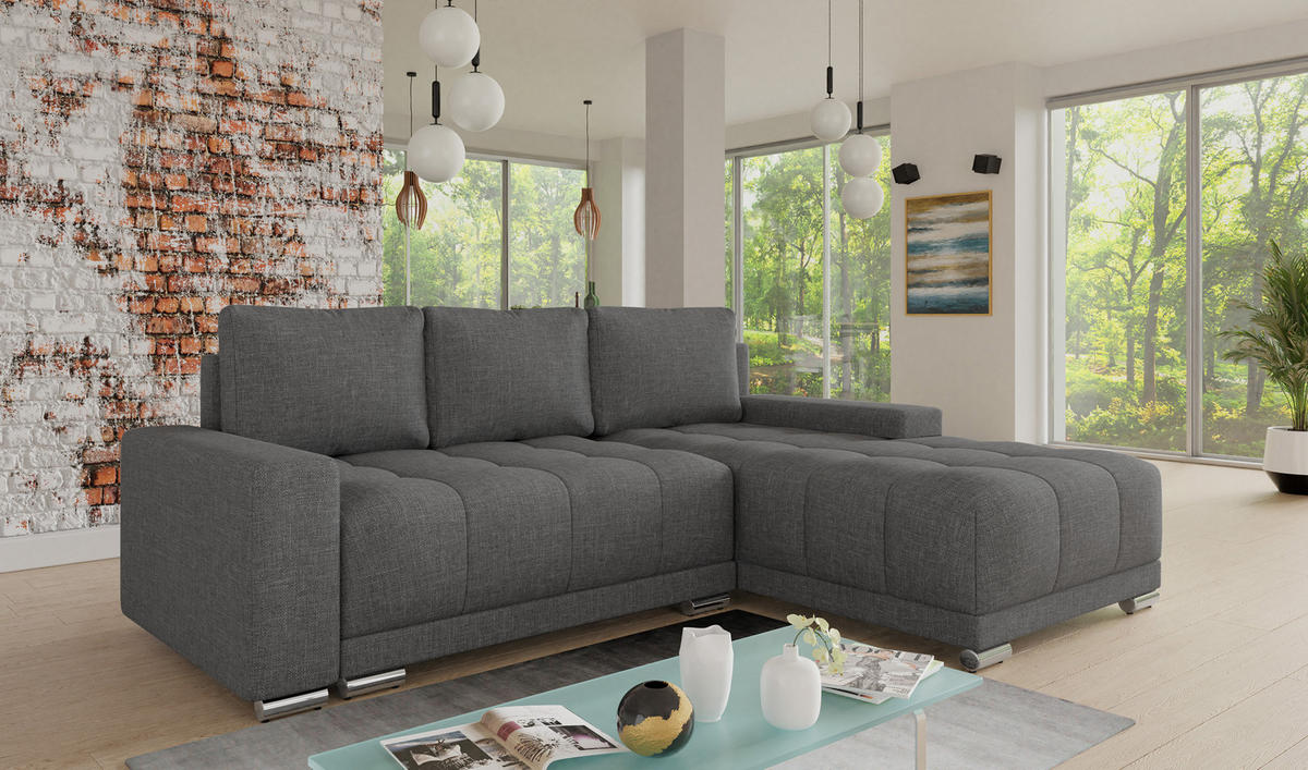 ECKSOFA Pavo - Dunkelgrau, Holz/Textil (255/180cm) - Sofnet