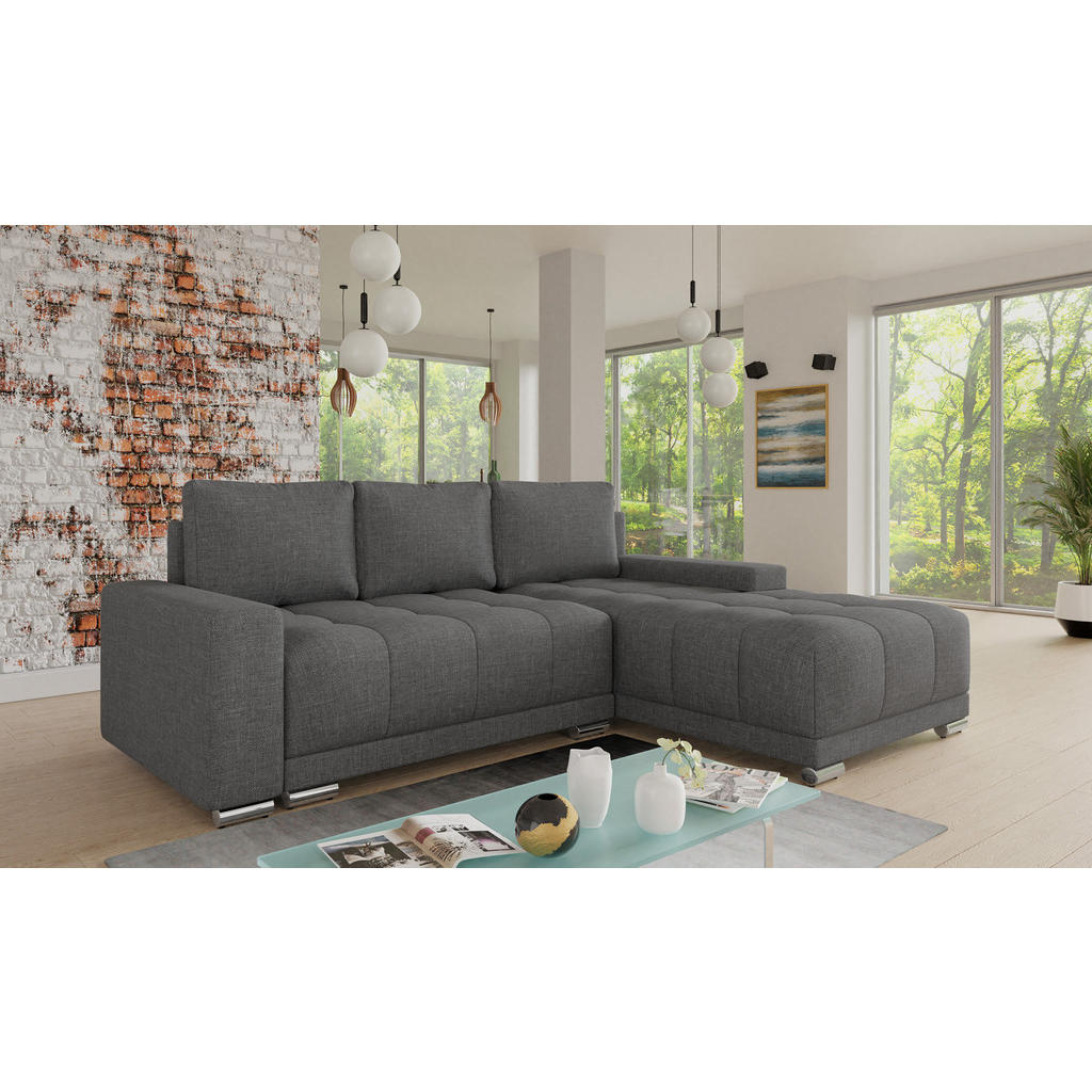 Thumbnail - Sofnet Ecksofa, Dunkelgrau, Textil, 5-Sitzer, L-Form,Rechteckig, 255x180 cm, Wohnzimmer, Sofas & Couches, Wohnlandschaft...