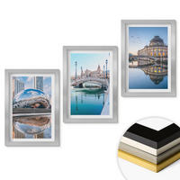 WANDBILDER 3er Set - 20x30 cm Silberner Rahmen - Architektur von Städten am Wasser - Silberfarben, Kunststoff (20/30cm) - ArtPrintCave