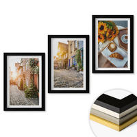 WANDBILDER 3er-Set - 20x30 cm Schwarzer Rahmen - Straßenkaffee Sonnenblumen - Schwarz, Kunststoff (20/30cm) - ArtPrintCave