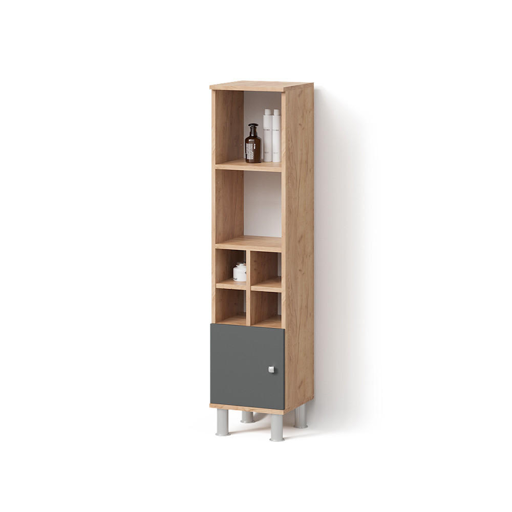 MIDISCHRANK Fucino Anthrazit 30 x 130.6 cm kleine Tür - Honigeiche/Anthrazit, Holzwerkstoff (30/130.6/30cm) - Livinity®