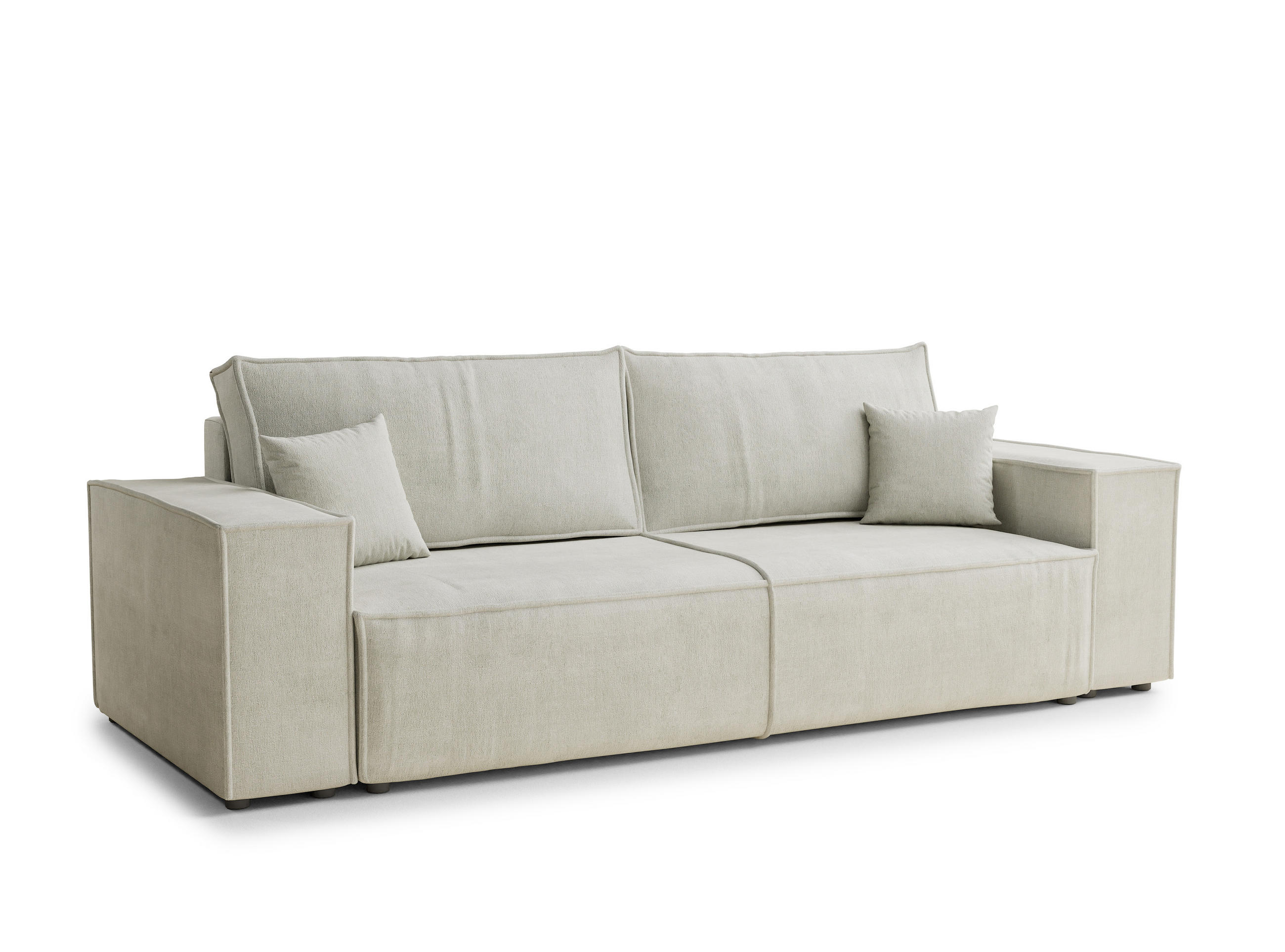 SOFA MIT SCHLAFFUNKTION Milos Creme Webstoff - Creme/Schwarz, Holz/Holzwerkstoff (255/70/105cm) - Maison de Reve