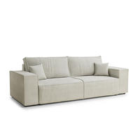SOFA MIT SCHLAFFUNKTION Milos Creme Webstoff - Creme/Schwarz, Holz/Holzwerkstoff (255/70/105cm) - Maison de Reve