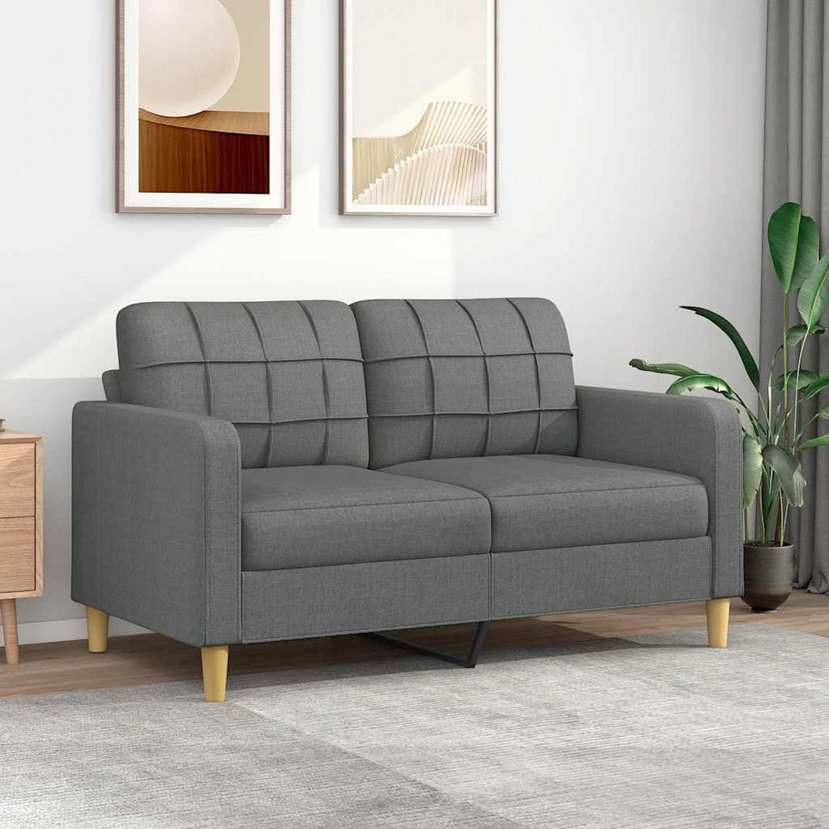 2-SITZER-SOFA Martin - Dunkelgrau, Textil (158/80/77cm) - Nettlife