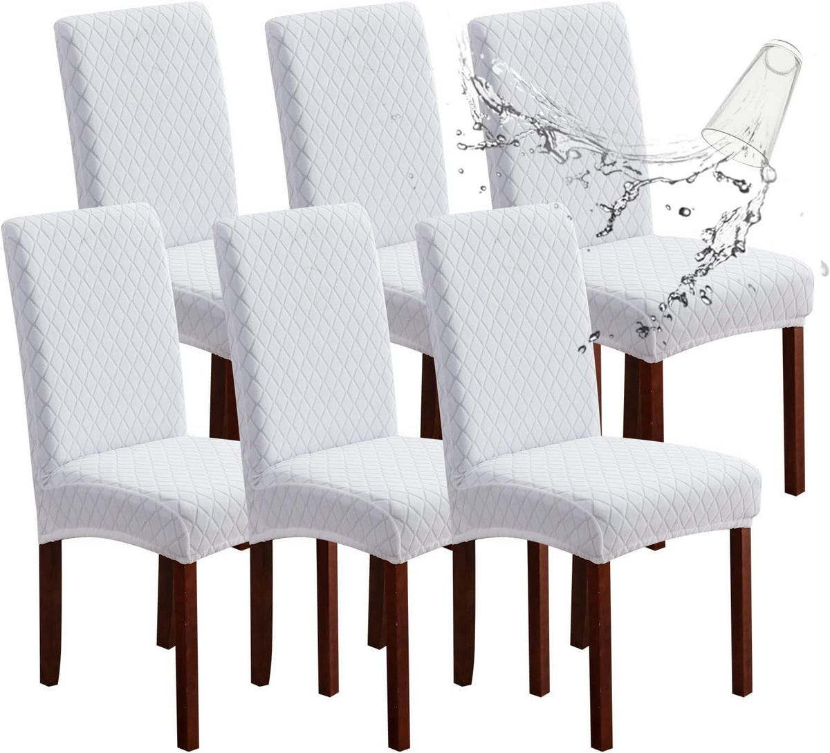 STUHLHUSSE Premium Wasserdicht Stretch Stuhlbezug Weiß 6 Stück - Weiß, Textil (45/45cm) - Kaket