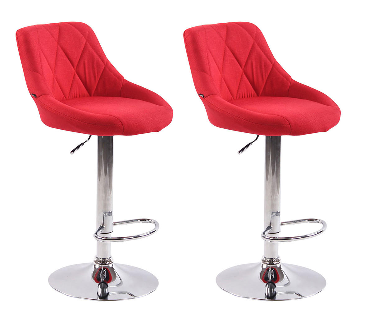 BARHOCKER 2er Set Stoff rot - Chromfarben/Rot, Textil/Metall (46/83/49cm) - CLP