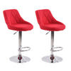 BARHOCKER 2er Set Stoff rot - Chromfarben/Rot, Textil/Metall (46/83/49cm) - CLP