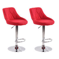 BARHOCKER 2er Set Stoff rot - Chromfarben/Rot, Textil/Metall (46/83/49cm) - CLP