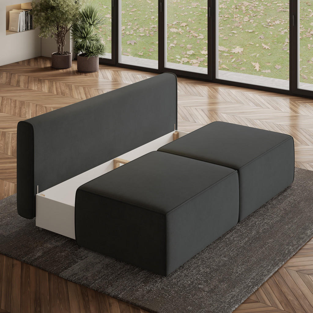 Thumbnail - Masseno Ecksofa, Schwarz, Holz, 3-Sitzer, L-Form, 196x158 cm, Wohnzimmer, Sofas & Couches, Wohnlandschaften, Ecksofas