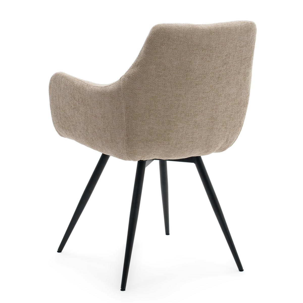 STUHL LUGANO drehbar gepolsterter mit Steppung - hellbeige - Chenille - Beige/Schwarz, Textil/Metall (58/84/59cm) - NEW HOME