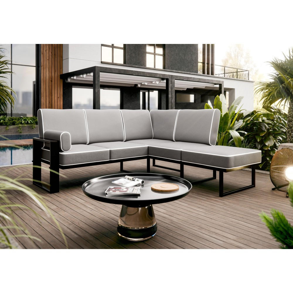 LOUNGEECKTEIL Verdino mit Metallrahmen 207 cm anthrazit - Anthrazit, Metall (207/90/199cm) - Beautysofa