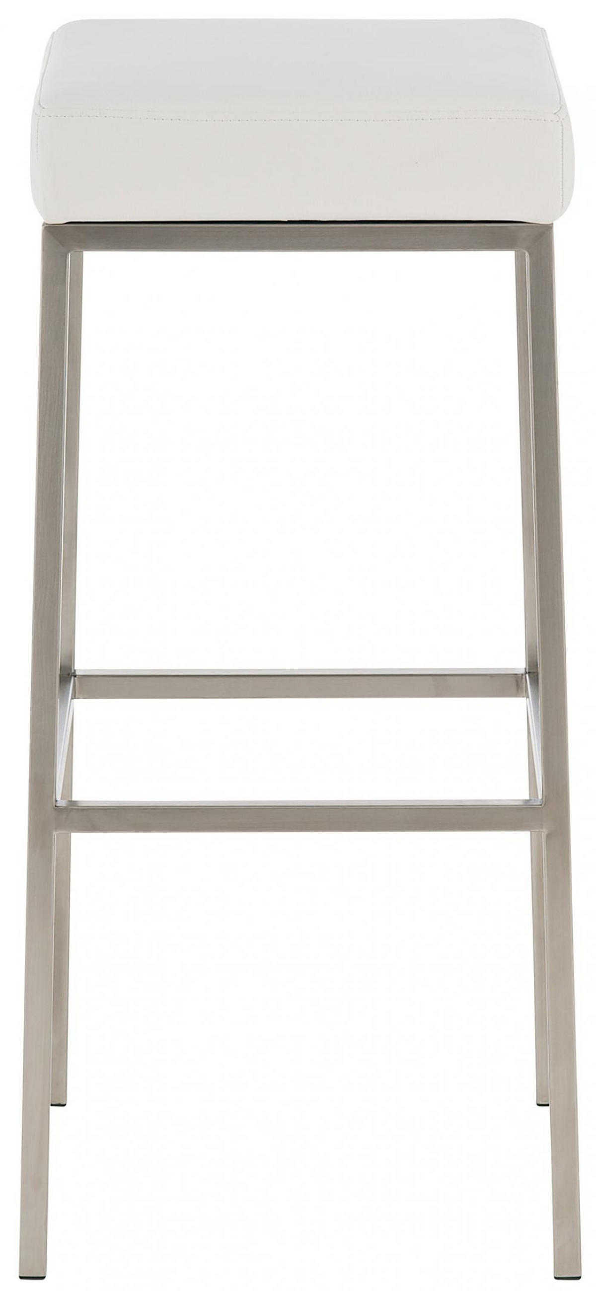 BARHOCKER Lederlook Weiß - Edelstahlfarben/Weiß, Textil/Metall (37/85/37cm) - CLP
