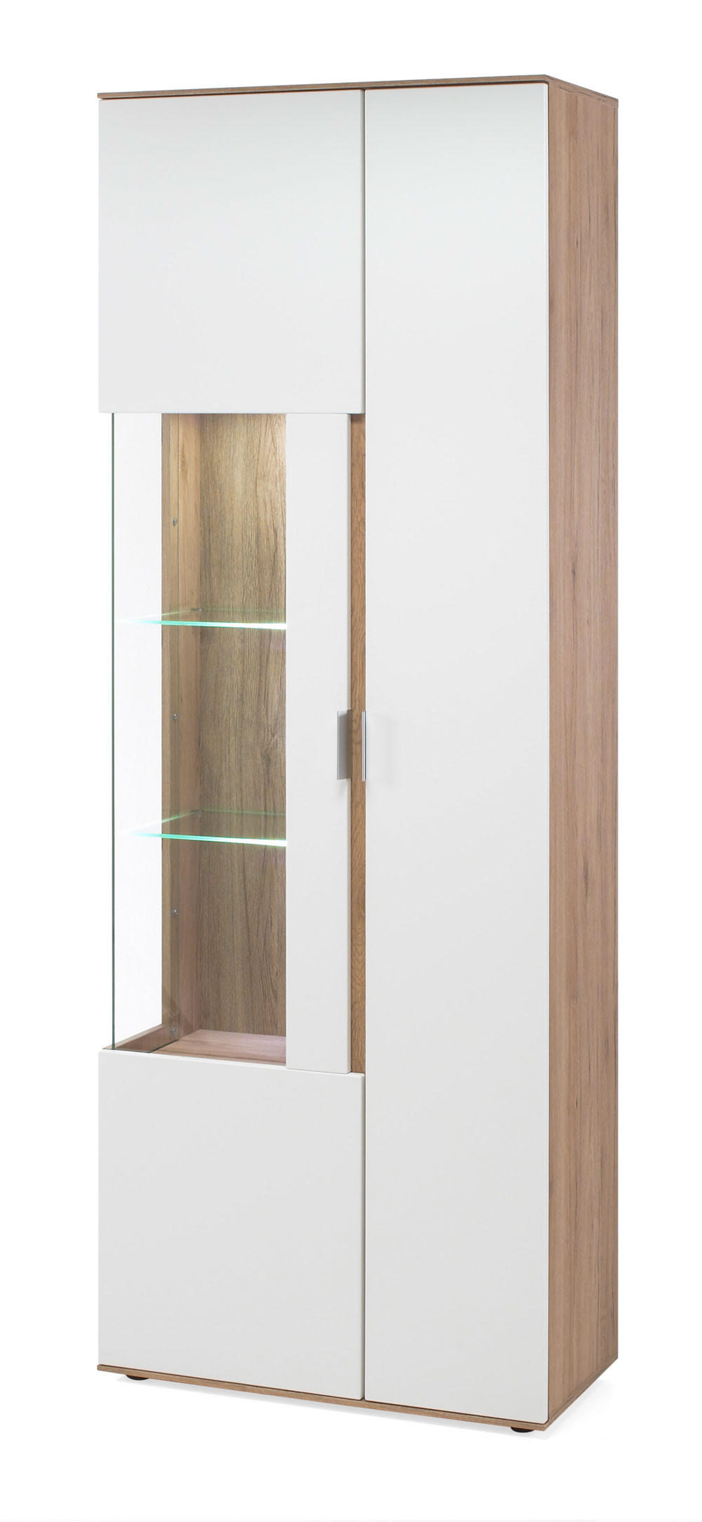 VITRINE Scala Eiche Sanremo / weiß 73 / 37 / 202cm - Eichefarben/Weiß, Holz/Holzwerkstoff (73.4/202.4/37.2cm) - Feldmann-Wohnen