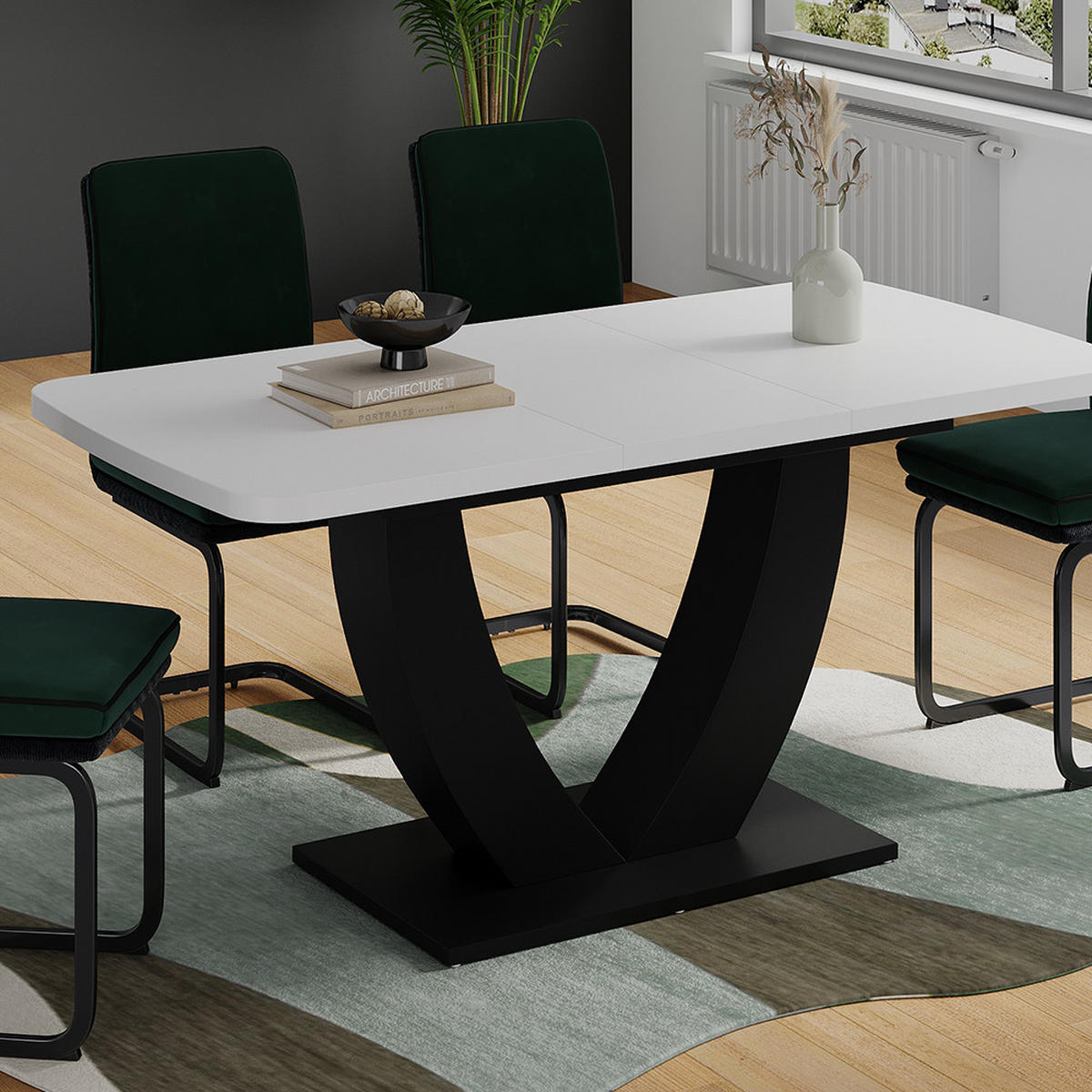 JEDÁLENSKÝ STÔL Fenaro Biela/čierna - čierna/biela, kompozitné drevo (80/120/77.4cm) - Vicco