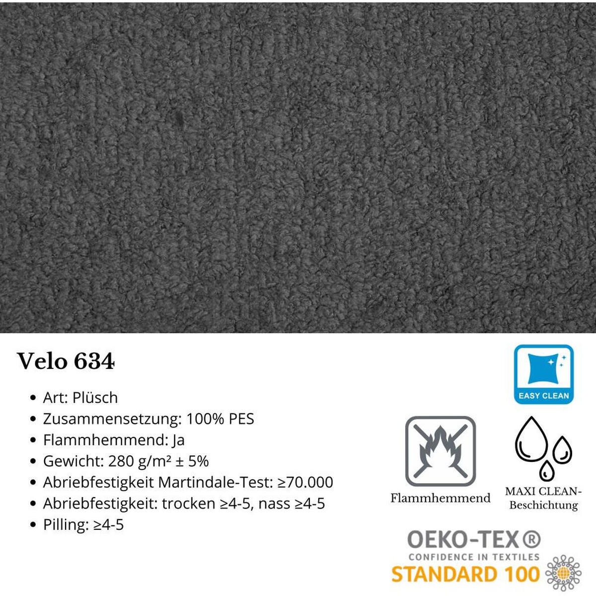ECKSCHLAFSOFA Capri dunkelgrau - Dunkelgrau/Schwarz, Kunststoff/Textil (223/156cm) - Beautysofa