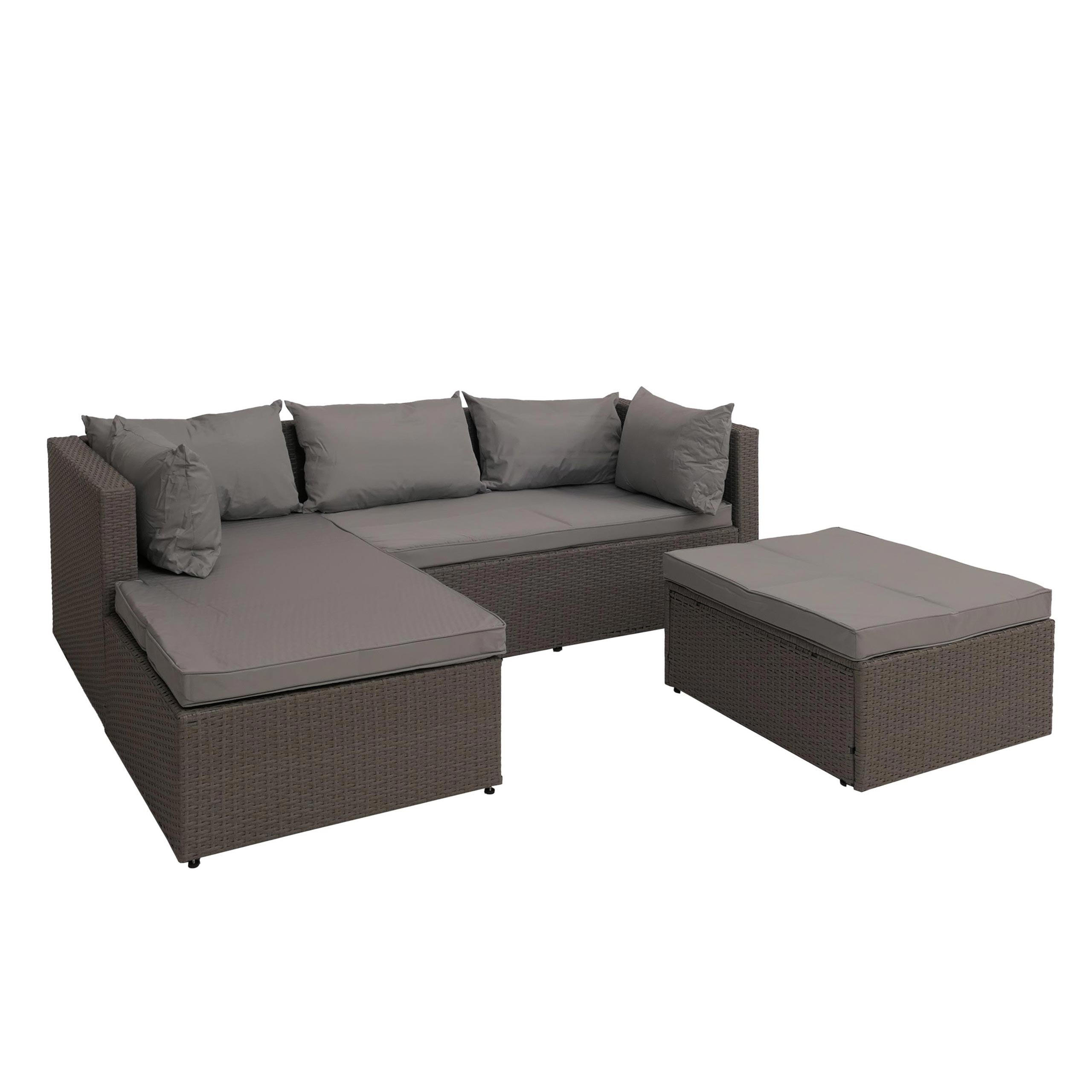 GARTEN-SET Grau Polster Hellgrau - Grau, Textil - PROREGAL