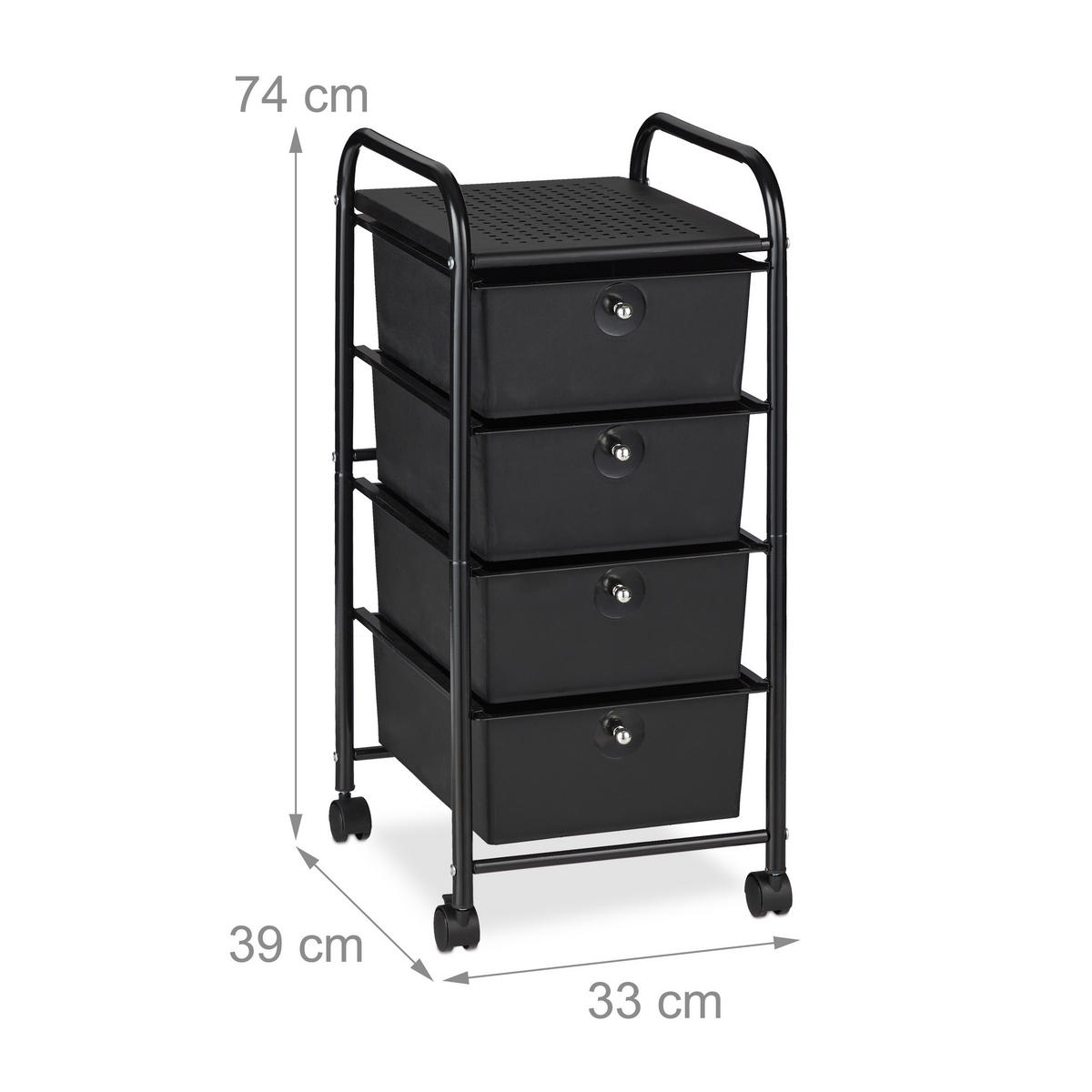 BADROLLWAGEN - Schwarz, Kunststoff/Metall (33/74/39cm) - Relaxdays