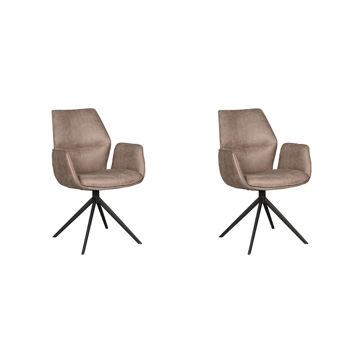 ESSZIMMERSTUHL Mellow Taupe 63/58/92 cm 2er-Set - Taupe, Textil (58/92/63cm) - LABEL51